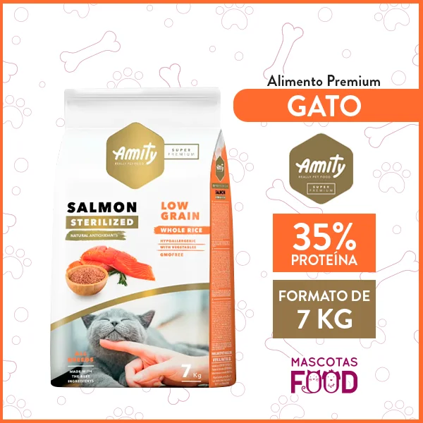 Alimento para Gato Esterilizado Amity Sabor Salmon 7 KG